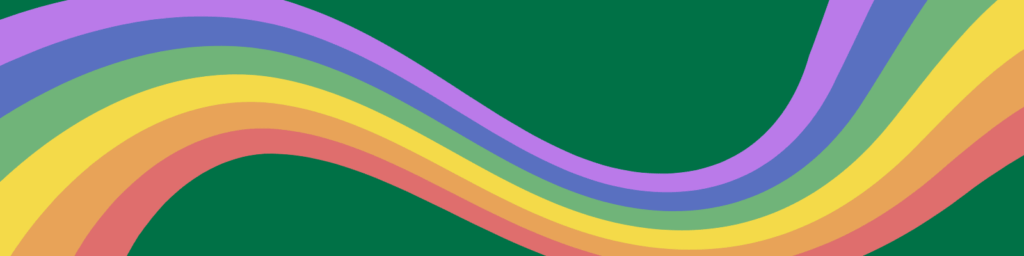 Rainbow on green background